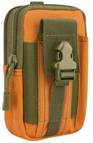 Taktische Gürteltasche MOLLE – Robuste Hüfttasche aus 800D Nylon | Wasserabweisende EDC Bauchtasche mit Handyfach & Karabiner | Outdoor Tasche für Camping, Wandern, Reisen, Festival (Orange)