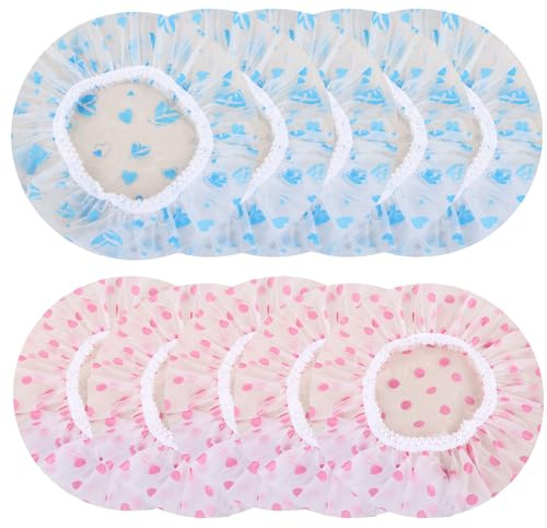 10 Stücke Duschhaube Damen Elastische Duschkappe Wasserdichte Duschhauben Wiederverwendbare Dusche Kappen für Frauen Damen Salon