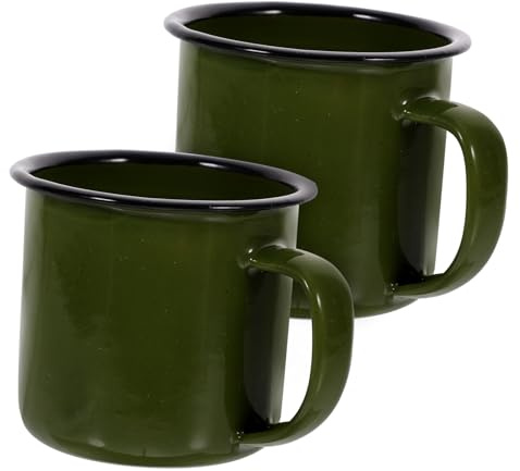 HIAKDOFT 2 pezzi Tazze Latte Vintage in Inossidabile Leggero Antiscivolo per e Ristoranti Design Classico Facile da Accessori per Bevande Calde e Fredde