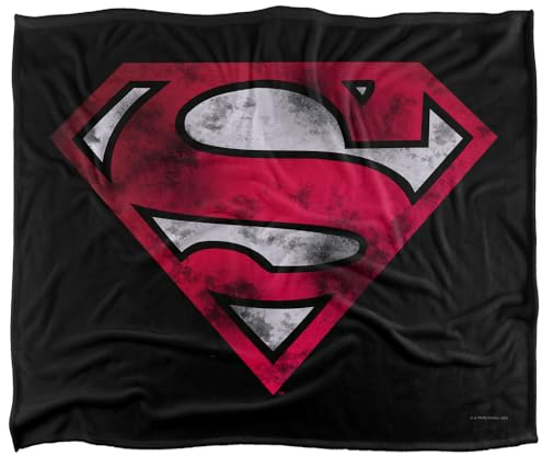 Superman War Torn Shield Silky Touch Super Soft Throw Blanket 152 X 127 cm, White