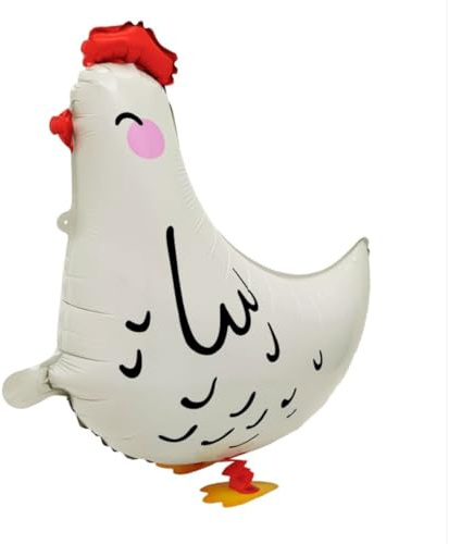Folienballon Airwalker Huhn – 50 x 45,5 cm, schwebend mit Helium oder Luft, perfektes Party-Deko für Kindergeburtstag, Spaß-Dekoration für Events, sinkt nicht – läuft mit Schnur