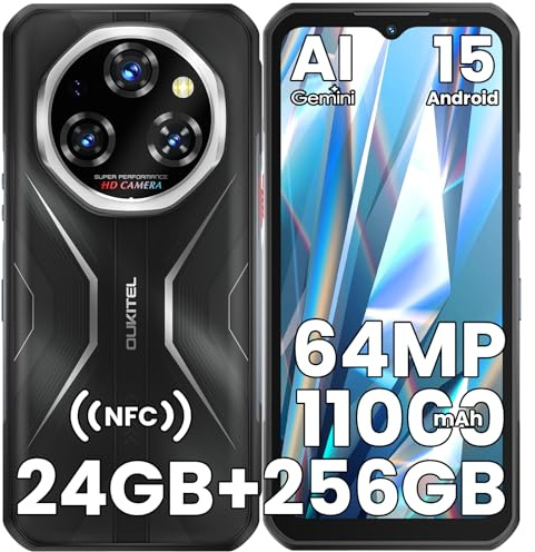 OUKITEL WP55S AI Outdoor Handy 11000mAh, 24GB+256GB/1TB Gemini AI Smartphone Ohne Vertrag Android 15, 64MP+32MP 6.6 120Hz NFC OTG GPS IP69K Wasserdicht