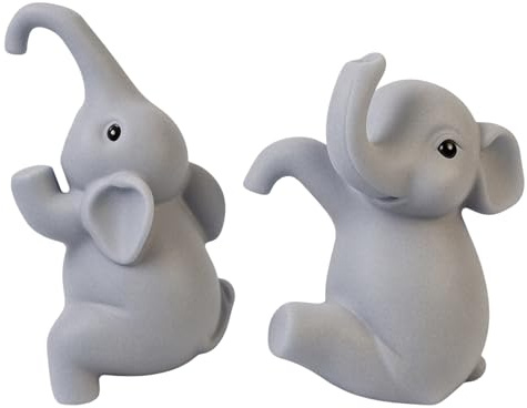 2 Pack Climbing Elephant Decorative Statues, Resin Hanging Animal Figurines, Cute Garden Planter Decorations, Ideal for Outdoor/Indoor Home Ornaments for Planter Fish Tank, Water Cup, Computer