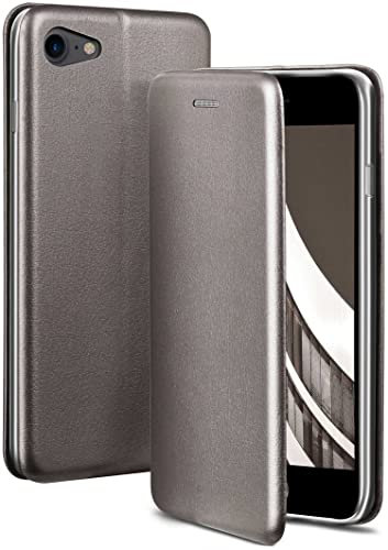 ONEFLOW Business Case für iPhone 7 / iPhone 8 Handyhülle klappbar mit Standfunktion, Klapphülle Flipcase Cover Dünn, PU Leder Hülle mit Kartenfach, 360 Grad Schutzhülle, Taupe