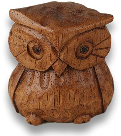 ART-CRAFT Miniatur Eule aus Holz handgeschnitzt 4cm
