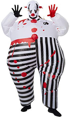 dressforfun 302357 - Aufblasbares Unisex Kostüm Horror-Clown, Anzug mit Blutflecken, inkl. Handschuhen und Maske