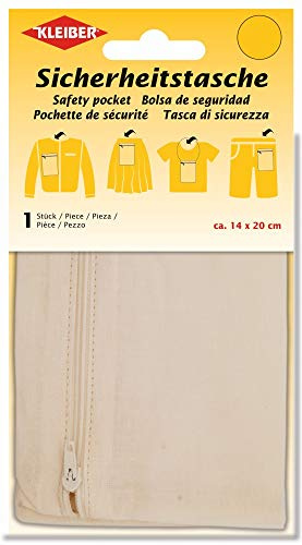 Kleiber Sicherheitstasche mit RV 14x20 cm ecrue