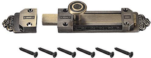 sourcing map Barrel Slide Door Bolts, 5-inch Zinc Alloy Security Latch Lock (Bronze Tone)