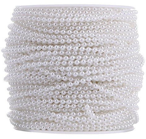 10m Filo di Perle per Decorazioni Ghirlanda Perline Artificiale Catena di Perle Decorative DIY Decorazioni per Martimonio Natale Feste (Bianco)