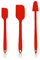 Kochblume Schaber-Set - Restelöffel L & Design Teigschaber L & Design Teigschaber M 3er Set | Premium-Silikon | Hitzbeständig | Spülmaschinenfest | Farbe: rot