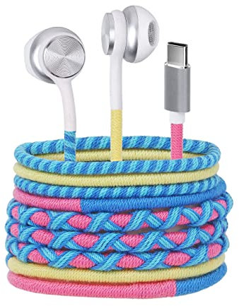 URIZONS USB C Tipo Type C Cuffie Auricolari - in-Ear Microfono Stereo Controllo Volume Bassi con iPhone Filo intrauricolari Cuffiette Cavo Controllo Audio Sport Resistente iPad Compatibile-51#