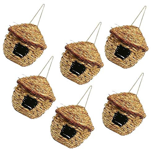 Tubayia Lot de 6 nichoirs en paille tissés à la main pour décoration de la maison, du jardin