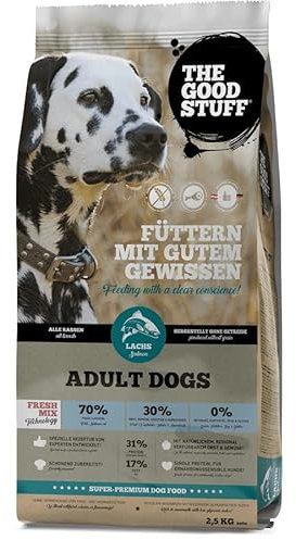 The GOODSTUFF Lachs (Adult) 2,5 kg | Hochwertiges Hundetrockenfutter getreidefrei | Mit frischem Lachs | Hundefutter trocken für ausgewachsene Hunde | Super-Premium Trockenfutter für Hunde