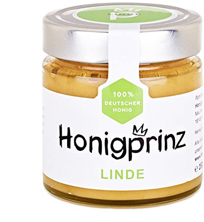 Honig Lindenhonig 100% Deutscher Blütenhonig [1 x 250 Gramm] cremiger Linden Honig, ursprünglicher und natürlicher Honiggenuss, Honigprinz Familien-Imkerei