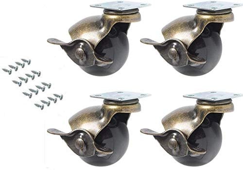 Manfâ 4 Stücke Ball Caster Rad 360 Grad Drehwirbel Platten Metall Mit Kapuze Kugelförmige Bremse Schwere Mit Bremse für Schreibtisch Stuhl Couchtisch Spielzeug Schuhe bins (2 zoll (50mm))
