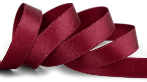 25 m x 15 mm Satinband BORDEAUX Weinrot (619) doppelseitiges Schleifenband aus Satin ohne Draht weich und glänzend Geschenkband Deko Band double face Dekoband Dekorieren Basteln