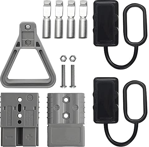 WMYCONGCONG 2 PCS 120A Battery Quick Disconnect Connector Plug Kit Jumper Cable Electrical Modular Power Connectors Wire Harness Plug for Recovery Winch Trailer Auto Car with Handle, Grey