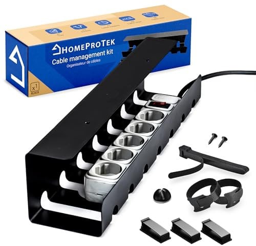 HOMEPROTEK Organizador Cables Escritorio para Organiza Cables - x1 Bandeja Cables Escritorio Negro para Esconder Cables en tu Oficina o en tu Casa - Cable Organizer for Desk Cable Management