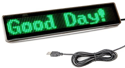 Leadleds Enseigne de voiture LED Bluetooth programmable - 5 V CC, avec câble USB - Défilement de message - pour voiture et magasin (vert)