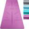 Core Balance Rubber Yoga Mat with Asana Alignment Lines Extra Wide Non Slip with Roll Strap (Purple)