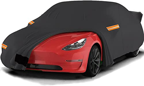 Big Ant Premium Autoabdeckung für Tesla Model Y (2020-2025) - 100% wasserdichte Allwetter-Schutzhülle mit Ladeanschluss, UV-Schutz & reflektierenden Streifen - Hagelschutzplane für Innen/Außen