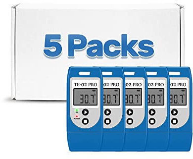ThermElc TE-02 Pro Wiederverwendbarer Temperatur Datenlogger, mit Temperatur-LED-Lichtalarm, MKT, -30 bis +60 °C und leicht zugänglichen PDF-CSV-Datenberichten, 32.000 Punkte