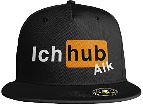 SAUFCOUNTER MARK YOUR DRINKS Ich hub Alk Snapback Cap lustige Snapback mit Trinkspruch Ich hab Alk Malle besoffen Saufen hacke dicht saufi Bier Alkohol Party (8 Farbvarianten), Farbe: Schwarz/Schwarz