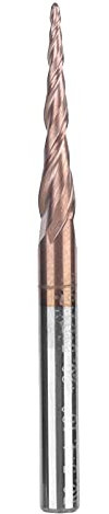 Fresa Cónica CNC, Fresa de Punta de Bola de Carburo de Tungsteno Recubierta de Latón Antiguo, 2 Flautas para Grabado de Madera 3D para Carpintería para Tallado