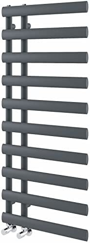 Go Bathrooms Denver Grey Towel Radiator 1140 x 500 Heated Towel Rail Vertical Designer Bathroom Radiator Heated Ladder Rail Central Heating