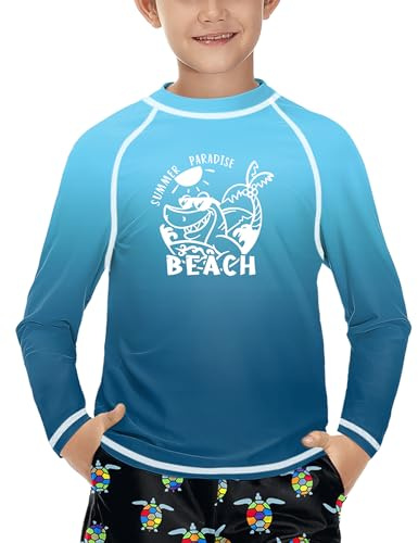 BesserBay Kinder UV Shirt Lange Ärmel Rashguard Schnelltrocknend UV Badeshirt für Jungen 110-160