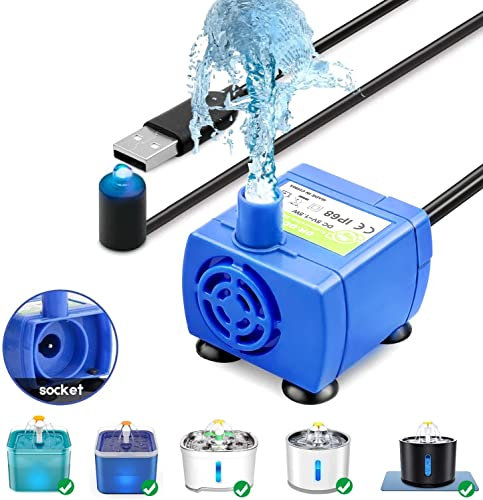 VinDox Pompe de Fontaine à Chat, Pompe de Remplacement DR-DC160 avec Lumière LED pour Fontaine à Eau Chat (Pas d'adaptateur)