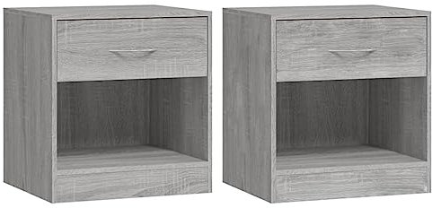 vidaXL 2X Nachttisch mit Schublade Nachtschrank Nachtkonsole Nachtkommode Schlafzimmer Schrank Kommode Telefontisch Beistelltisch Grau Sonoma