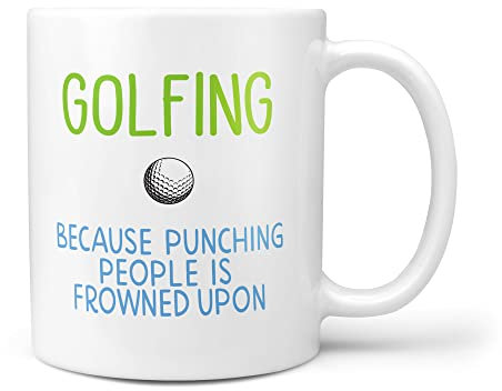 TeHe Gifts Golf Gift Mug Golfing Because Punching People is Frowned Upon Funny 10oz Mug