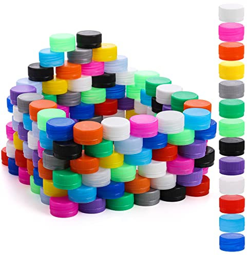 ZEAYEA 300 Pcs Plastic Bottle Caps, DIY Craft Environmental Protection Bottle Caps, Mixed Color Bottles Cap for Intelligence Development,DIY Craft Scrapbooks