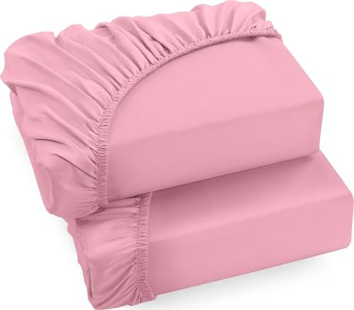 Utopia Bedding Lot de 2 Drap Housse - Rose, 90 x 190 cm - Bonnets 35 cm pour Matelas Épais - Microfibre Brossée