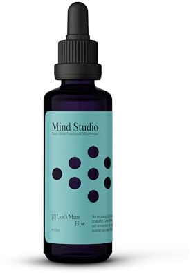 Mind Studio Lion's Mane Mushroom Tincture, Triple Extracted, Organic, 50 ml | 1000 mg pro Portion, Premium-Naturtinktur, Bio-Zutaten, Für die tägliche Anwendung, Flüssige Formel mit einfacher Dosierung