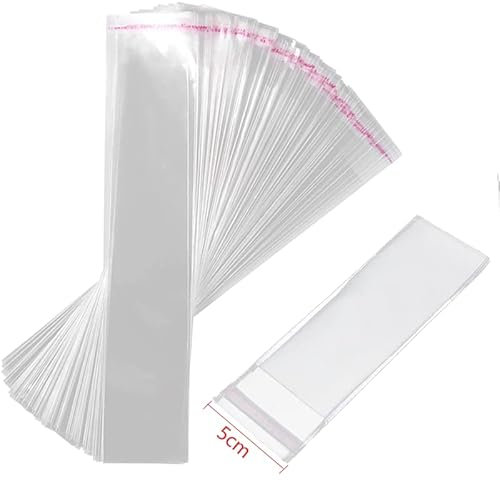 200 Stück Selbstklebend Cellophantüten Plastiktüten, Transparent OPP Klein Tütchen Beutel Flachbeutel Geschenktüten für Süßigkeiten Plätzchen Gebäck Schoolade Lutscher 5 * 24【21+3】)