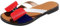 OALEEN Sandale Plate Femme Claquette Eté Confortable Style Cuir Noeud Nu-Pied Pantoufle Plage Mariage Soirée - Rouge et Bleu 39