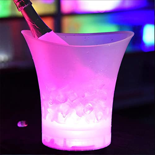 Seau à Glace LED en Plastique 5L Light Up Champagne Whisky Beer Keg Bar Night Party (B comme Le Montre l'image)