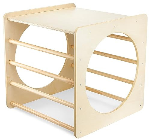 Mamabrum, Kletterwürfel aus Holz, Kindertunnel, Spielplatz, Form des Kletterwürfels, entwickelt motorische Fähigkeiten, verbessert die körperliche Fitness Klettern Baby