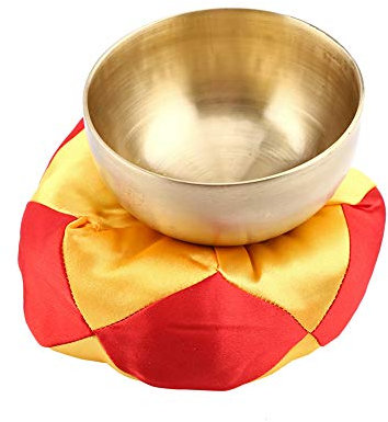 Cuenco Tibetano de 20Cm, Cuenco Tibetano de Alta Calidad, Juego de 15 × 14 × 9, Budismo Tibetano, Cuenco de Latón para Meditación, Palo con Cojín Artesanal