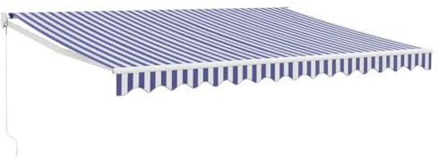 vidaXL Markise, Sonnenmarkise Einziehbar, Gelenkarmmarkise mit Kurbel, Terrassenmarkise Balkonmarkise Sonnenschutz, Blau Weiß 4,5x3m Stoff Aluminium