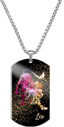 Caimeytie Collier en Acier Inoxydable avec Signe du Zodiaque Multicolore pour Homme, Pendentif 12 Constellations, Cadeau pour Petit ami
