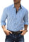 Elegancity Mens Dress Shirt Plaid Cotton Business Formal Shirts Regular-Fit Wrinkle-Free Long Sleeve Button Down Casual Shirts (Blue, X-Large)