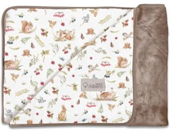 Albero Mio Flauschige Babydecke | Größe 100x80 cm | Weiche und Flauschige Babydecke | 100% Baumwolle, Plüsch - 100% Polyester | Doppelseitig | Für Kinderbett, Kinderwagen, Schlafen | Waldfreunde