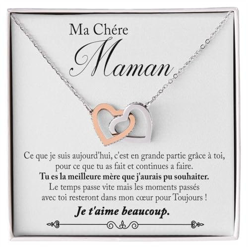 Collier pour femme Maman Argent Fête des mères Idées cadeaux pour elle pour la fête des mères, anniversaire ou Noël - Coffret avec dédicace comprise (Or - À ma Mère 3)