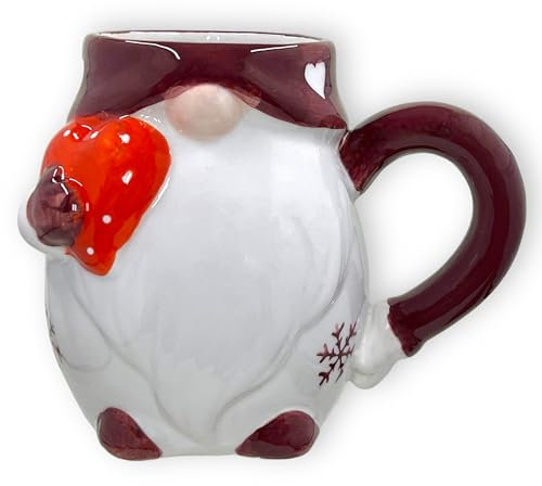 MIJOMA - Tasse de Noël - Adorable tasse en céramique avec design de Noël pour des moments chauds - Parfaite pour les boissons chaudes et froides - 350 ml (lutin rouge)