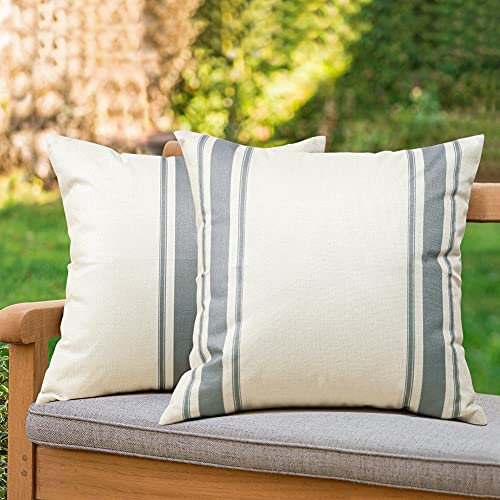 OTOSTAR Dekorative Kissenbezüge für den Außenbereich, wasserdicht, 40,6 x 40,6 cm, Leinen, geometrische Kissenbezüge, Kissenhülle, für Gartenmöbel, Couch, Zelt, Balkon, Grau, 2 Stück