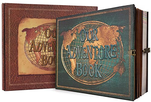 Our Adventure Book Photo Album 10.2 X 8.1 Inch,Adventure Book Fotoalbum 180 Seiten,3d Cover Design Fotoalbum Zum Selbstgestalten Anniversary,Valentinstag,Christmas(Grüner)