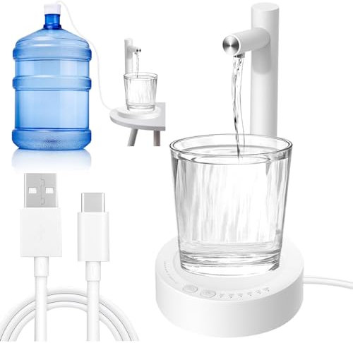 Vegena Dispensador De Agua De Escritorio, 6-Niveles Dispensador de Agua Electrico, Dispensador Eléctrico de Botella de Agua, Bomba Agua Garrafa, Bomba de Agua Silenciosa Recargable para Hogar Camping